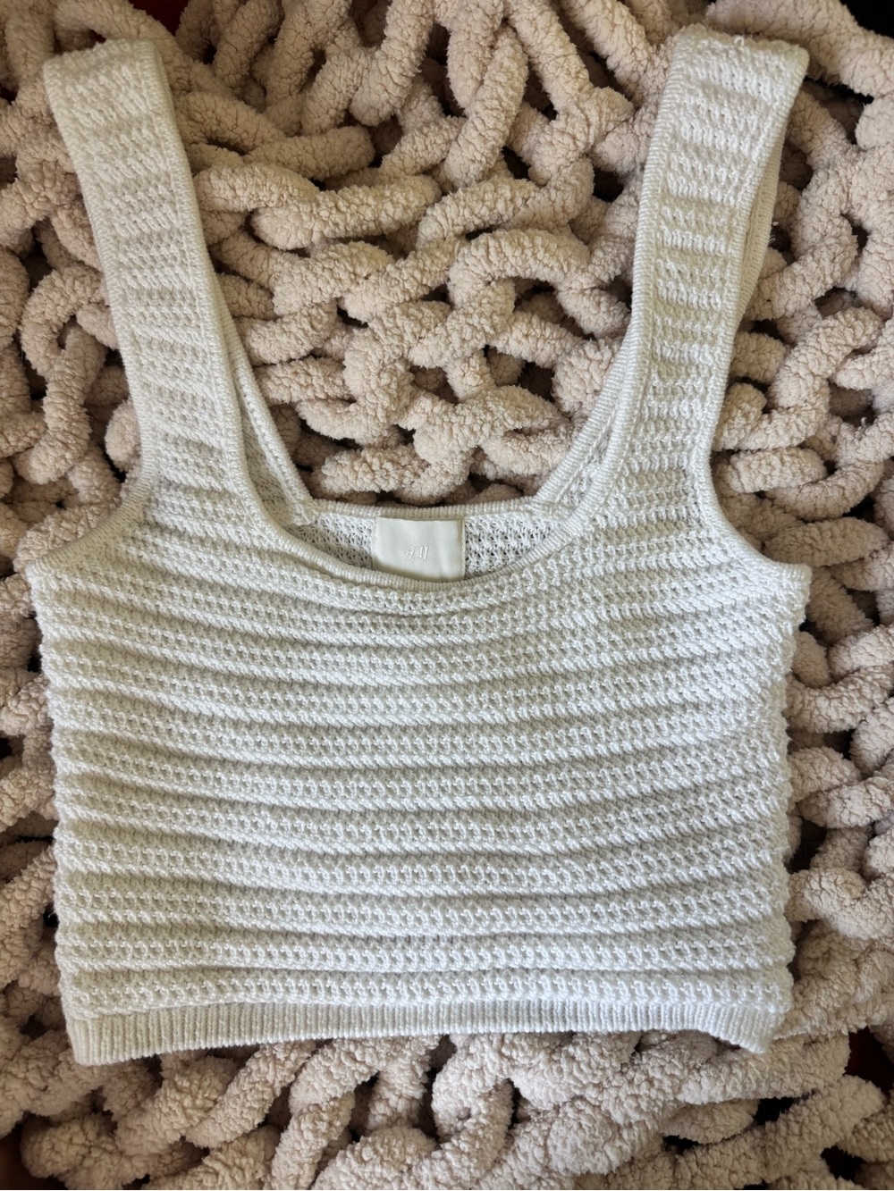 H&M Cream Cropped Knit Tank